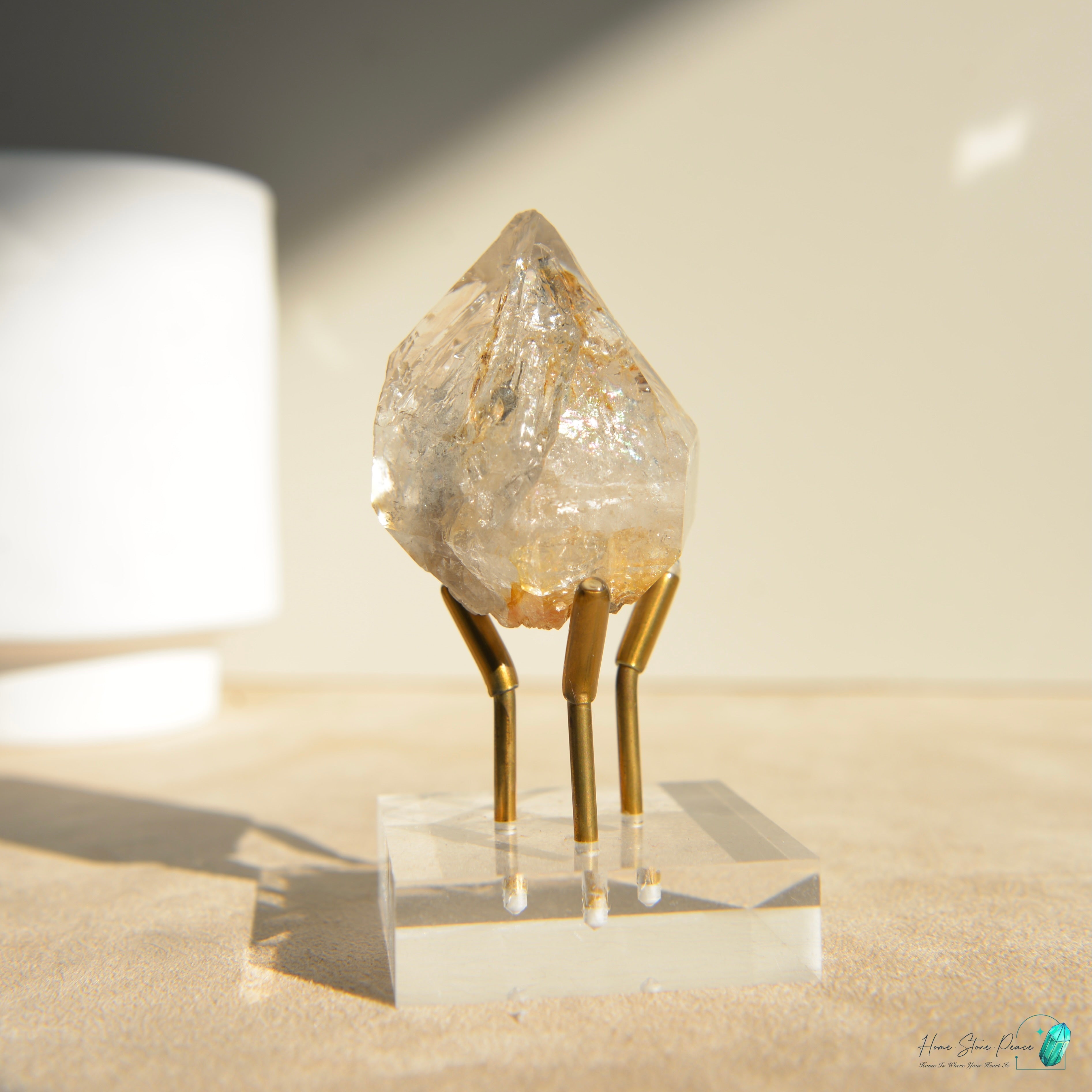 美國紐約黄金療癒者骸骨赫基蒙鑽石 New York Skeletal Herkimer Diamond with Golden Healer