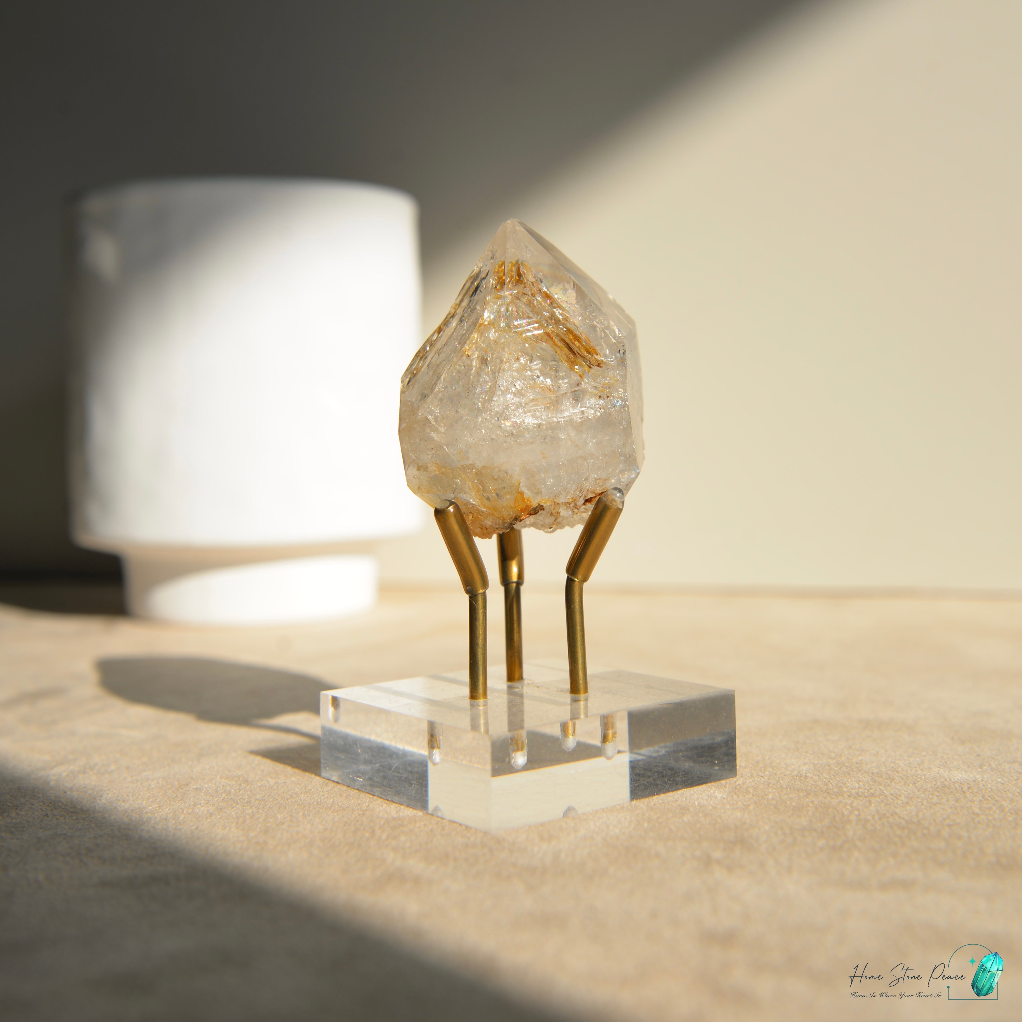 美國紐約黄金療癒者骸骨赫基蒙鑽石 New York Skeletal Herkimer Diamond with Golden Healer