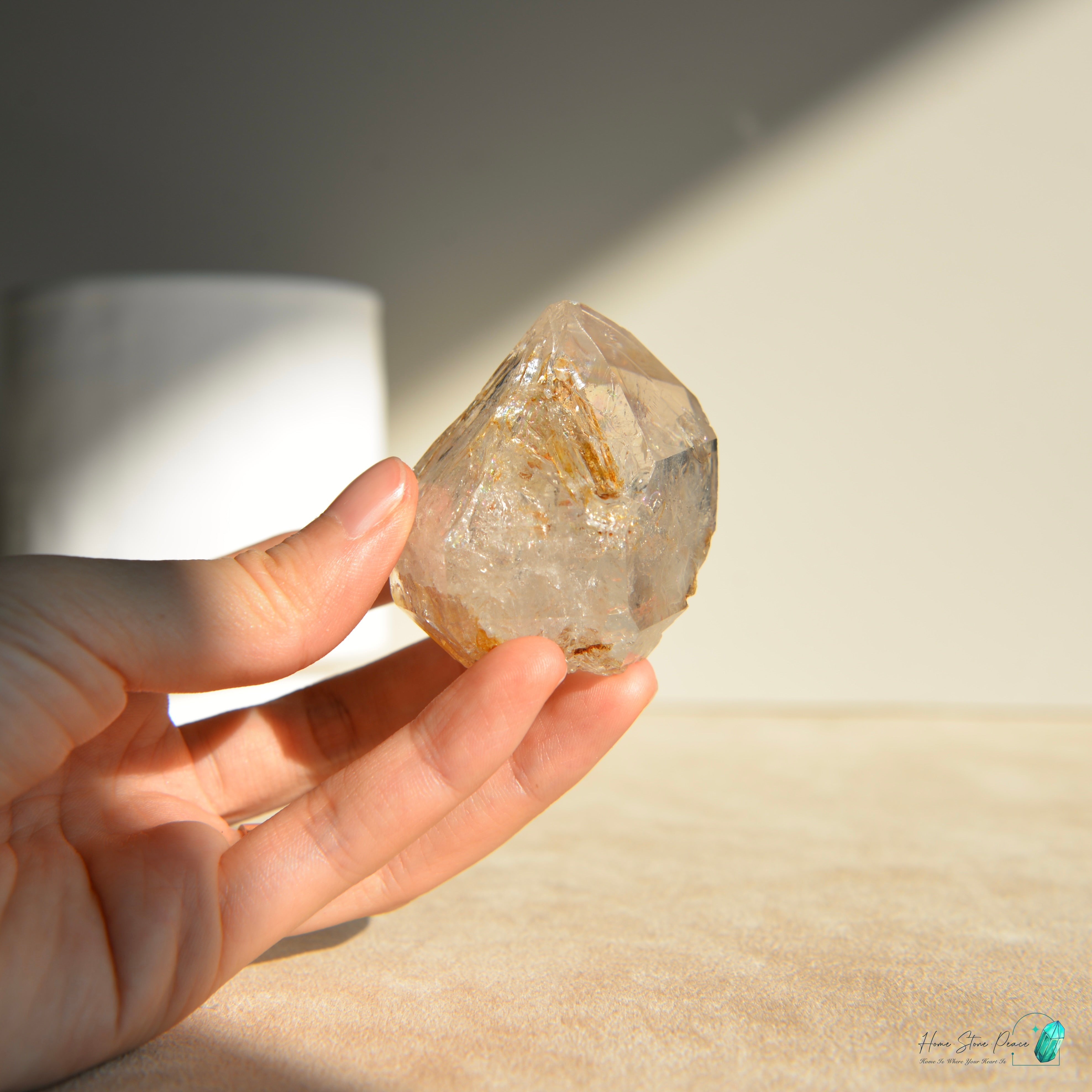 美國紐約黄金療癒者骸骨赫基蒙鑽石 New York Skeletal Herkimer Diamond with Golden Healer