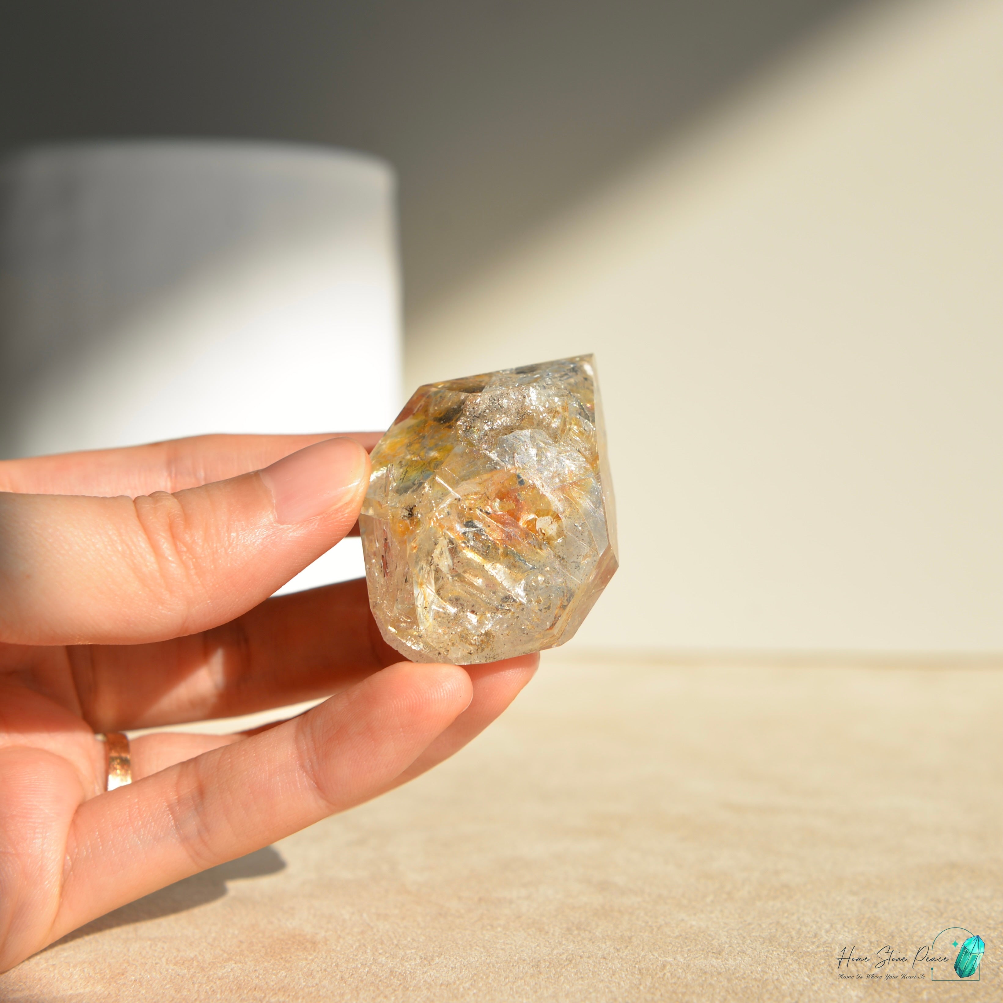 美國紐約黑金赫基蒙鑽石 New York Herkimer Diamond with Golden Healer & Hydrocarbon