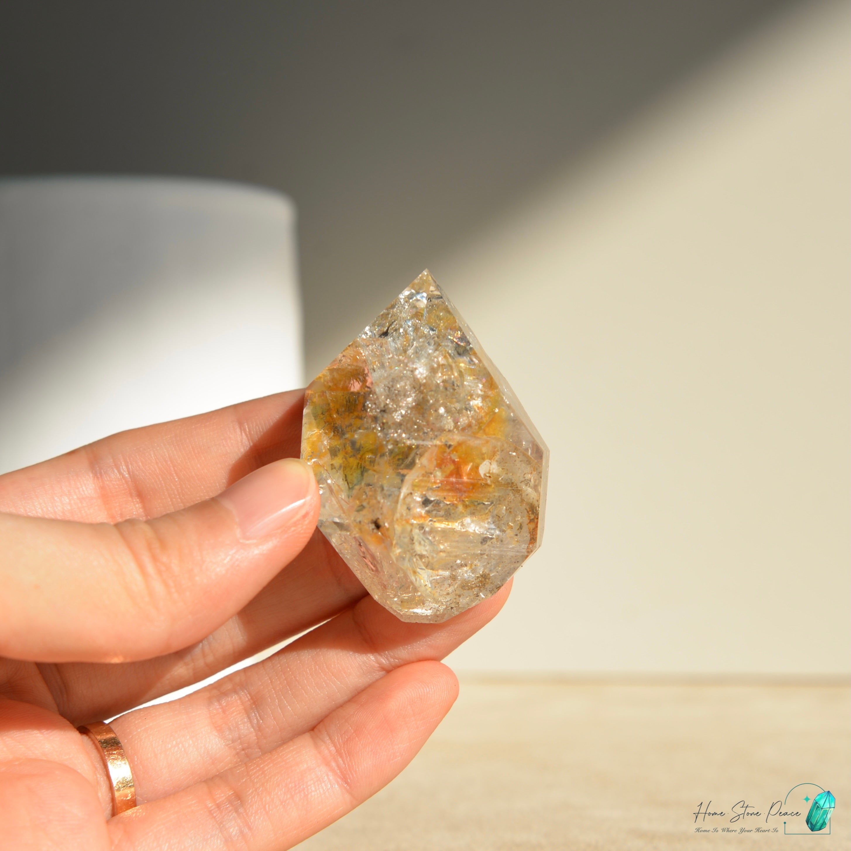美國紐約黑金赫基蒙鑽石 New York Herkimer Diamond with Golden Healer & Hydrocarbon