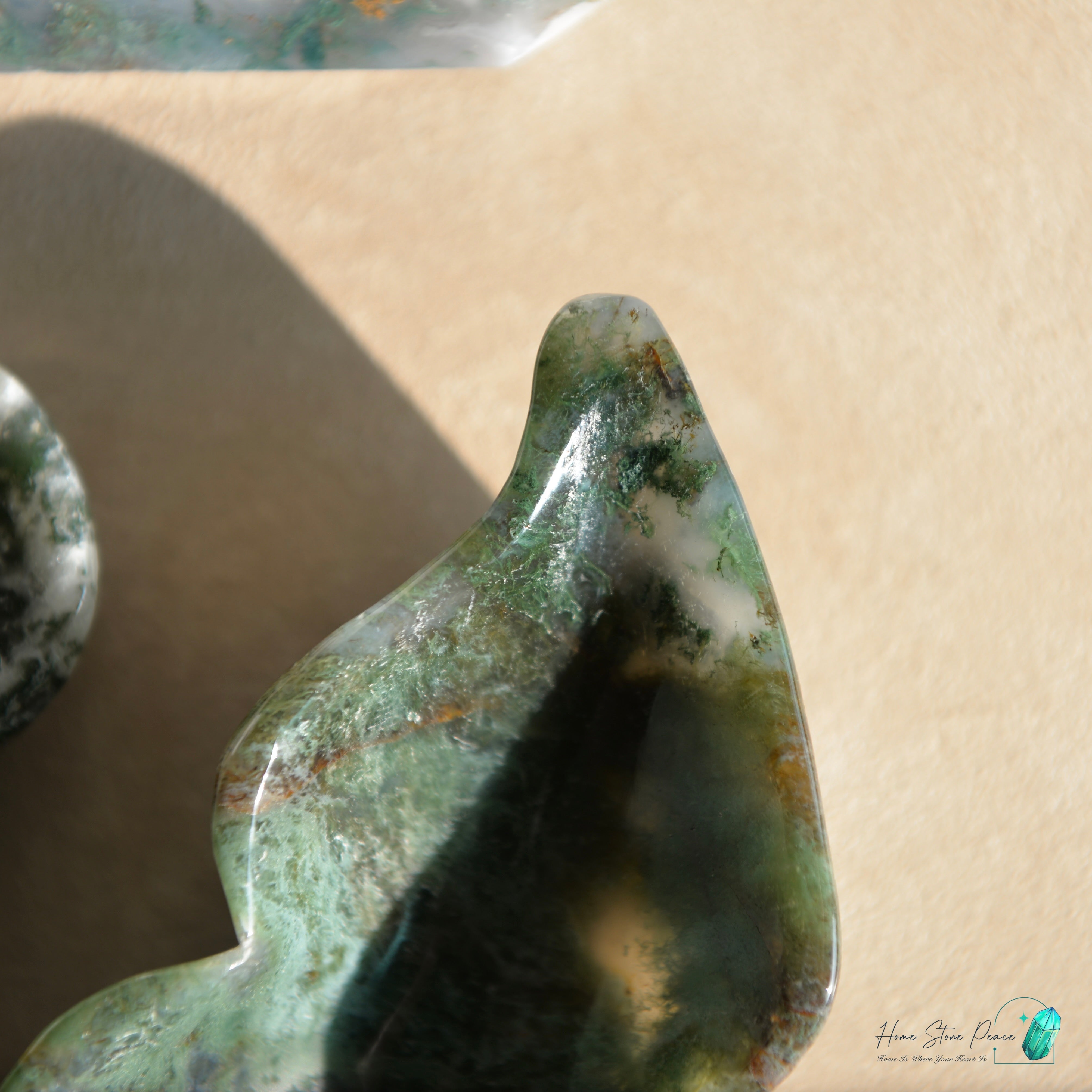 葫蘆形水草瑪瑙碟 Hu Lu Shape Moss Agate Dish