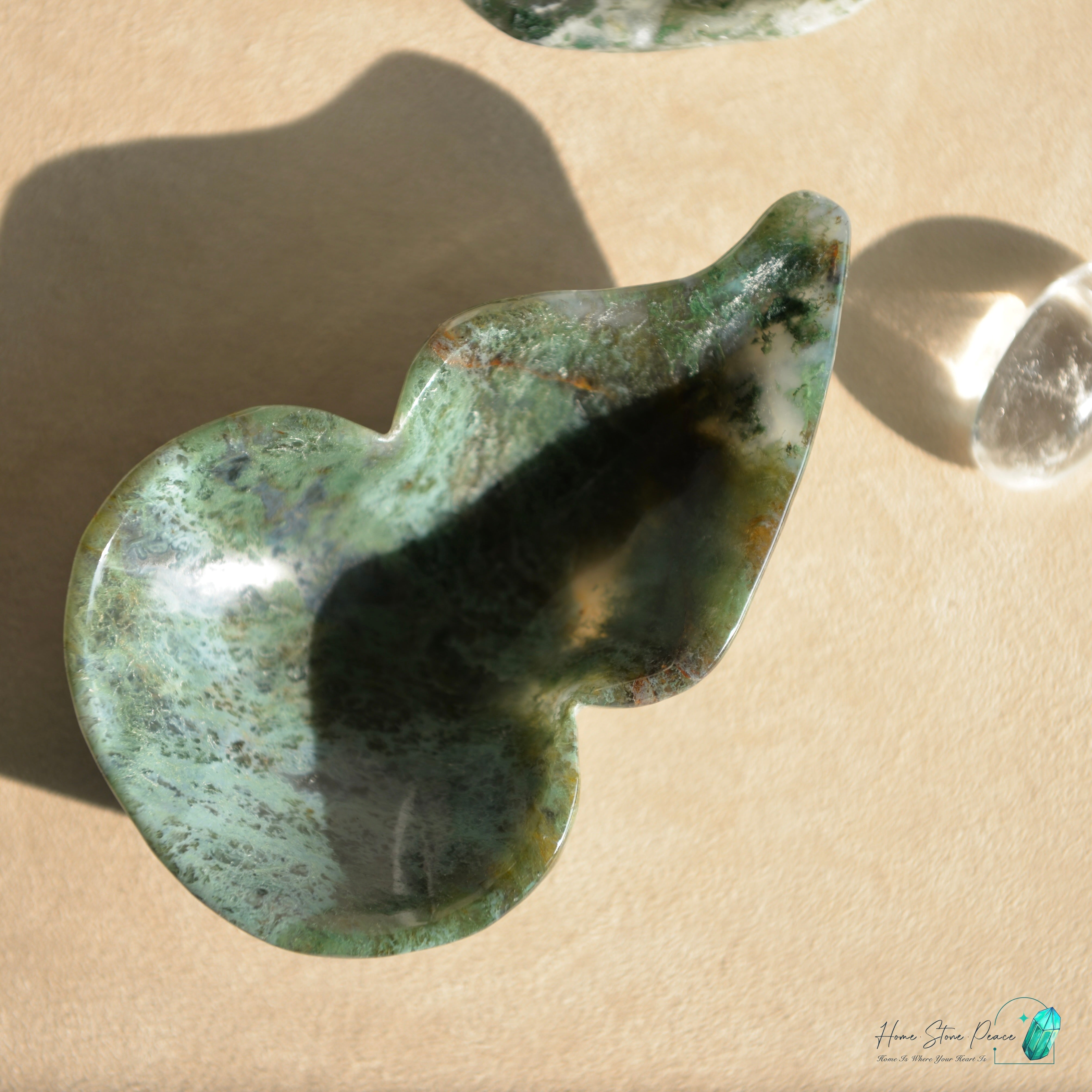 葫蘆形水草瑪瑙碟 Hu Lu Shape Moss Agate Dish