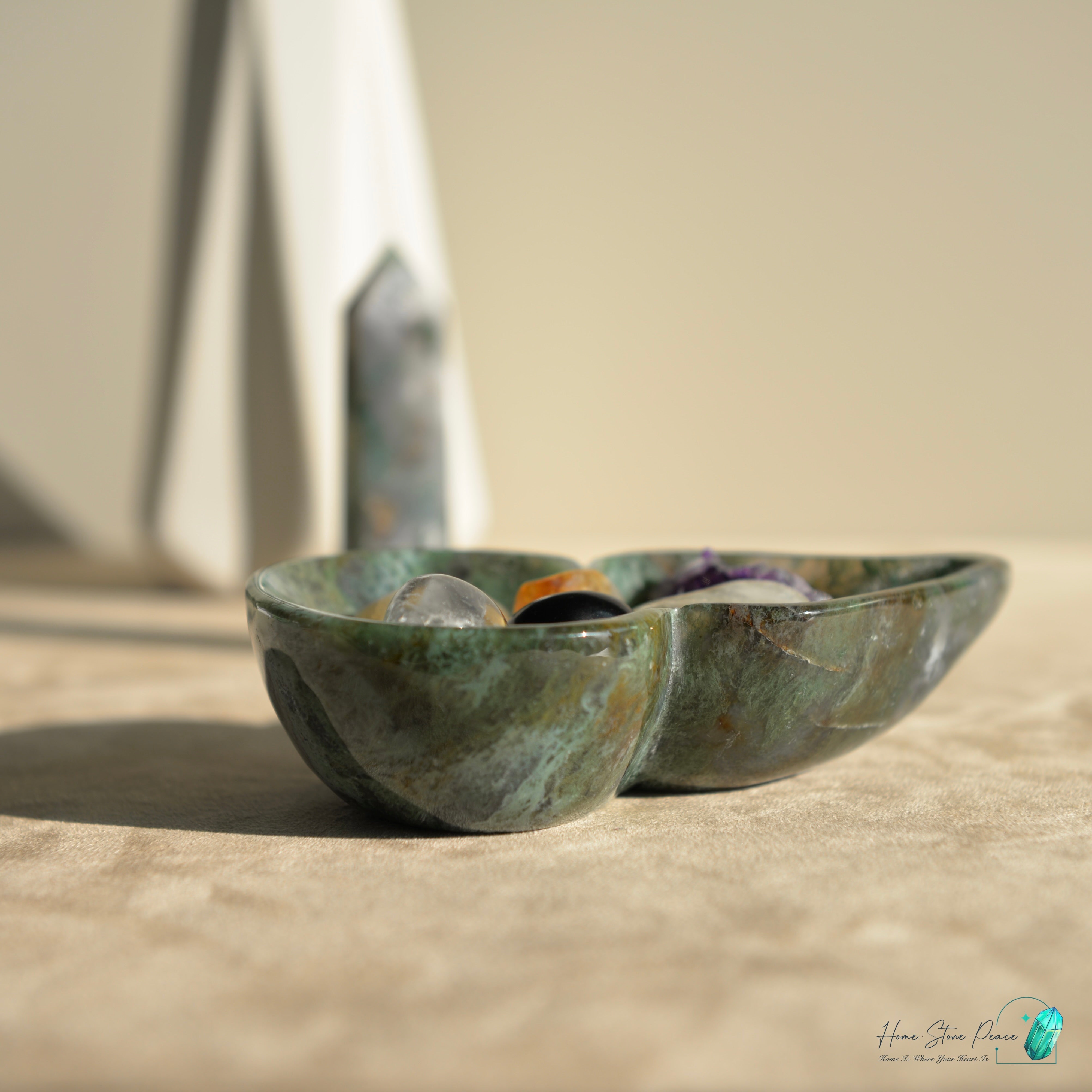 葫蘆形水草瑪瑙碟 Hu Lu Shape Moss Agate Dish