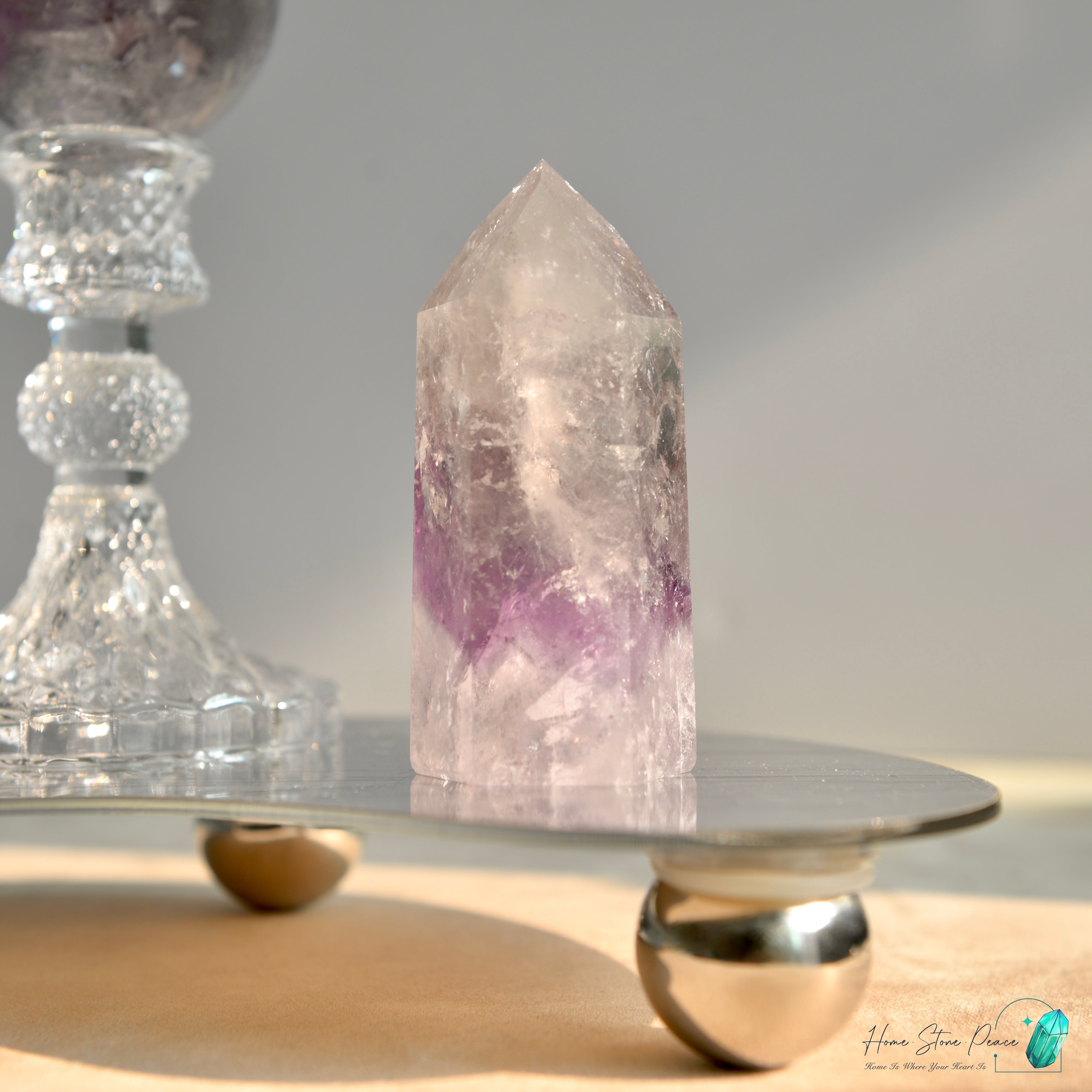 巴西幻影彩虹紫水晶柱 Brazilian Amethyst Phantom Tower with Rainbow