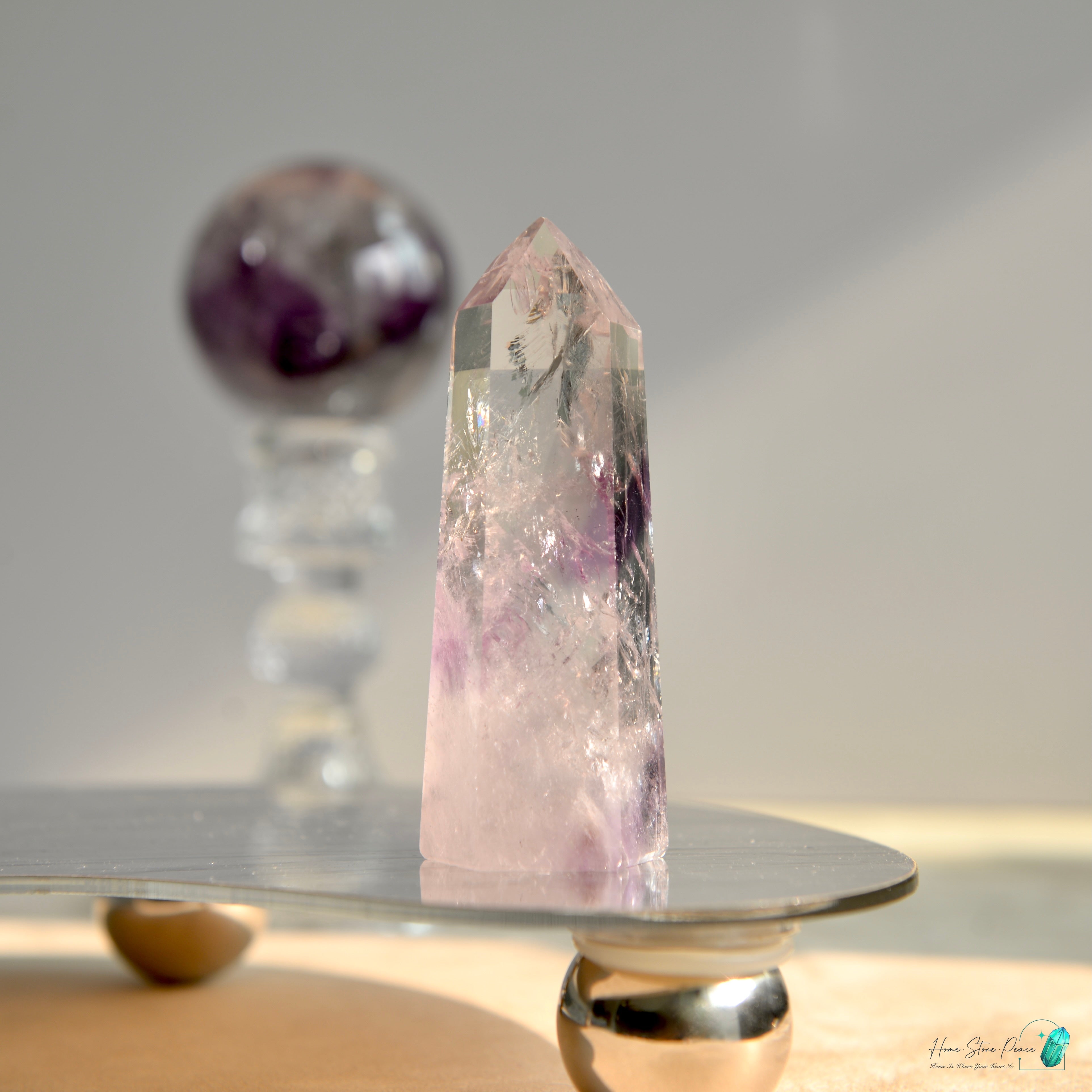 巴西幻影彩虹紫水晶柱 Brazilian Amethyst Phantom Tower with Rainbows