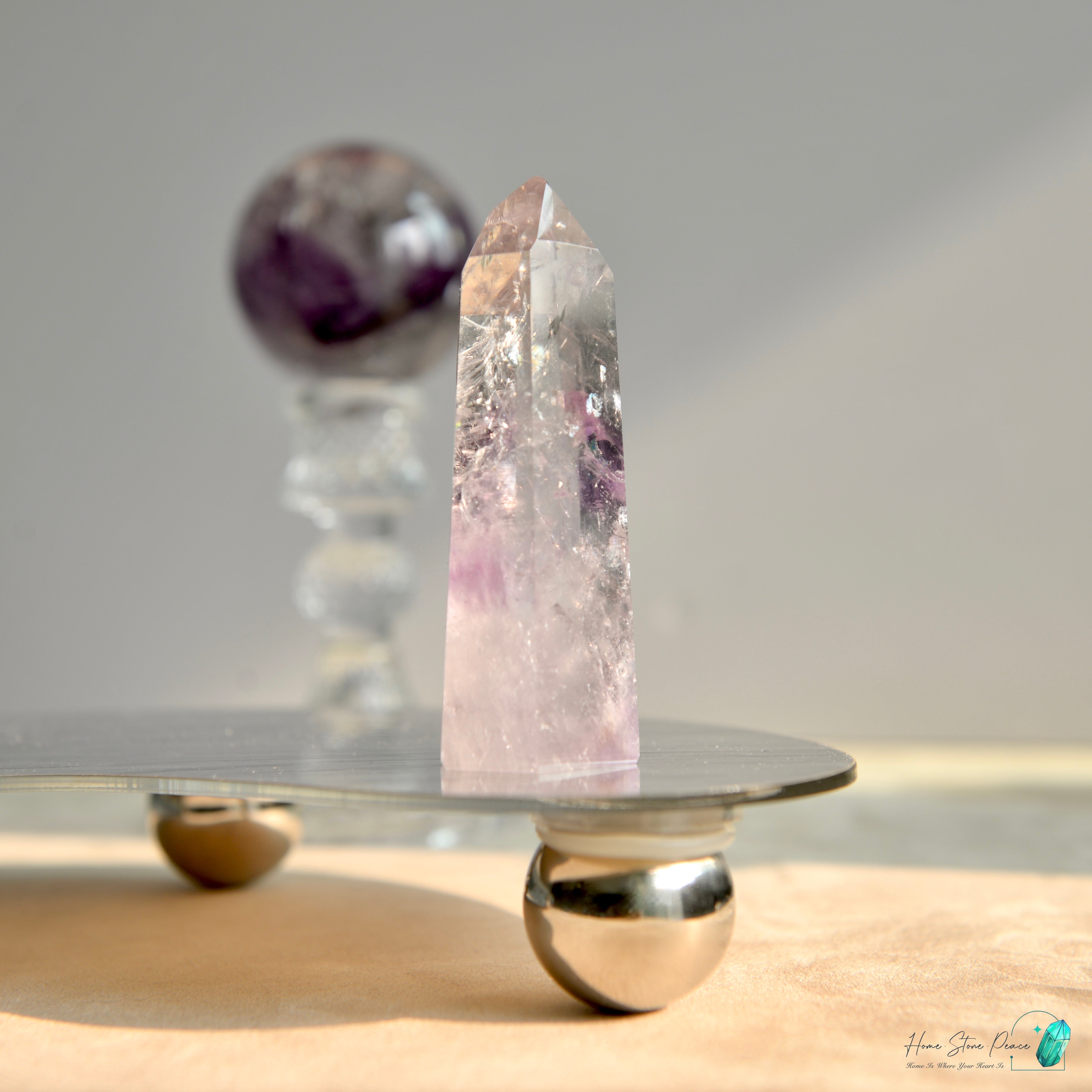 巴西幻影彩虹紫水晶柱 Brazilian Amethyst Phantom Tower with Rainbows