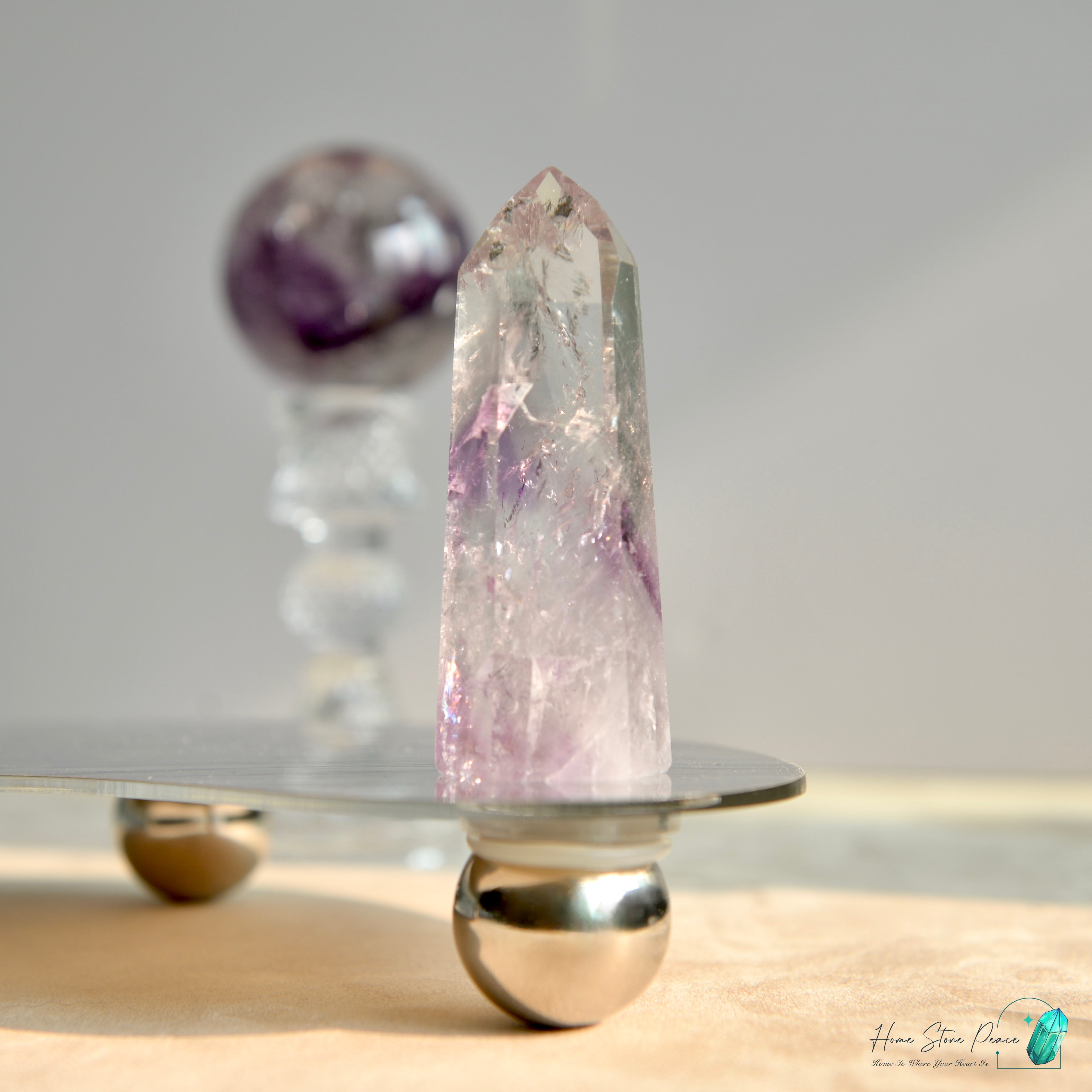 巴西幻影彩虹紫水晶柱 Brazilian Amethyst Phantom Tower with Rainbows