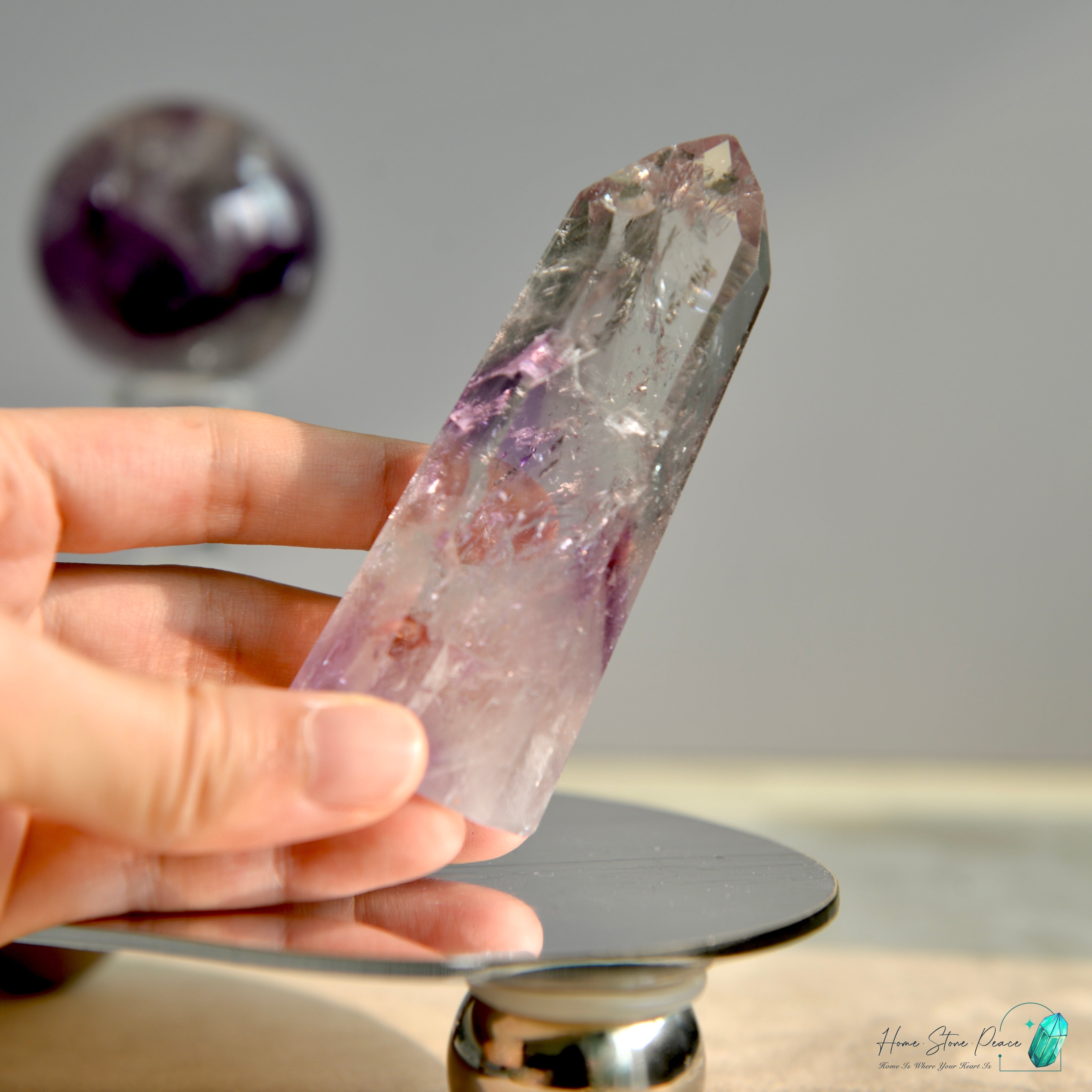 巴西幻影彩虹紫水晶柱 Brazilian Amethyst Phantom Tower with Rainbows