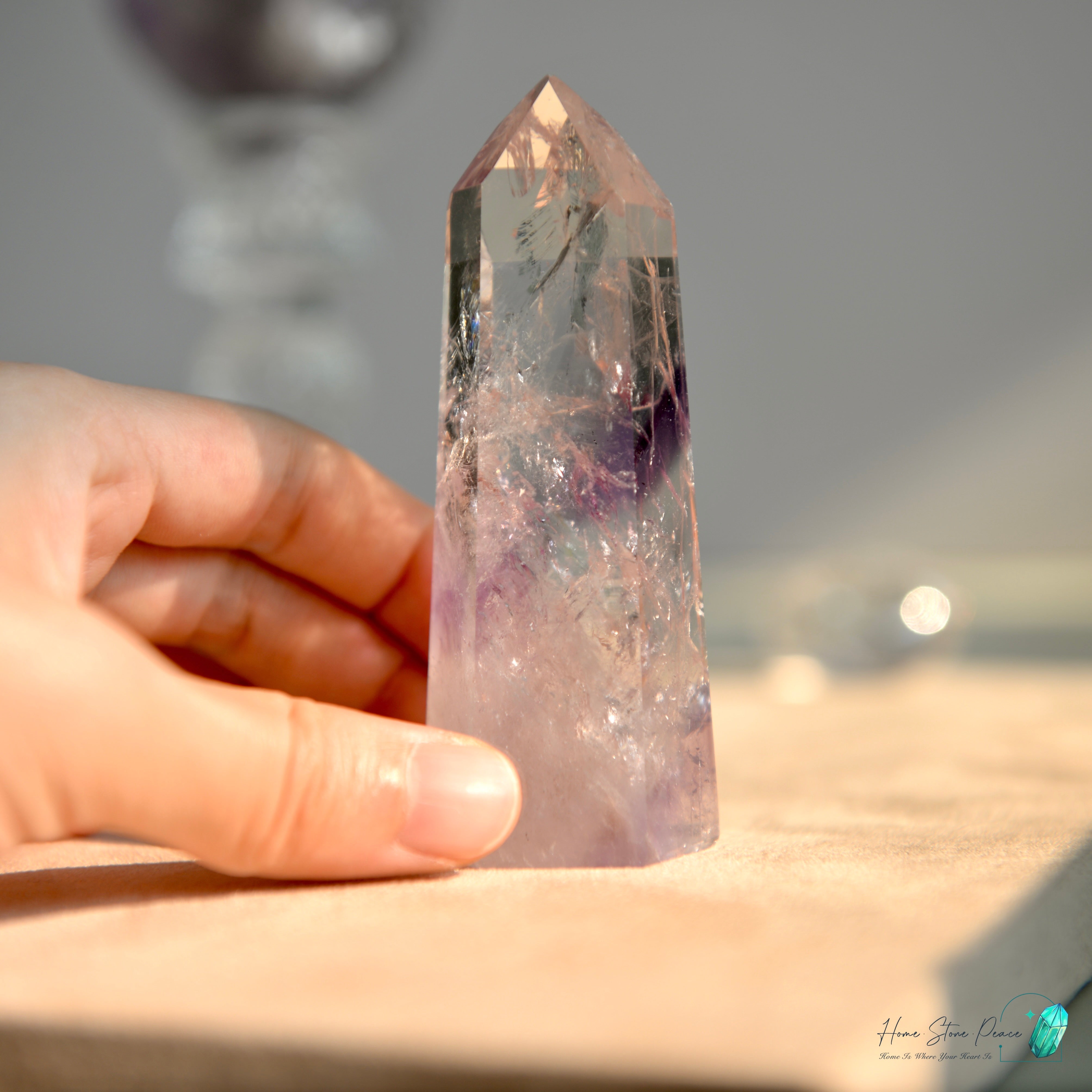 巴西幻影彩虹紫水晶柱 Brazilian Amethyst Phantom Tower with Rainbows