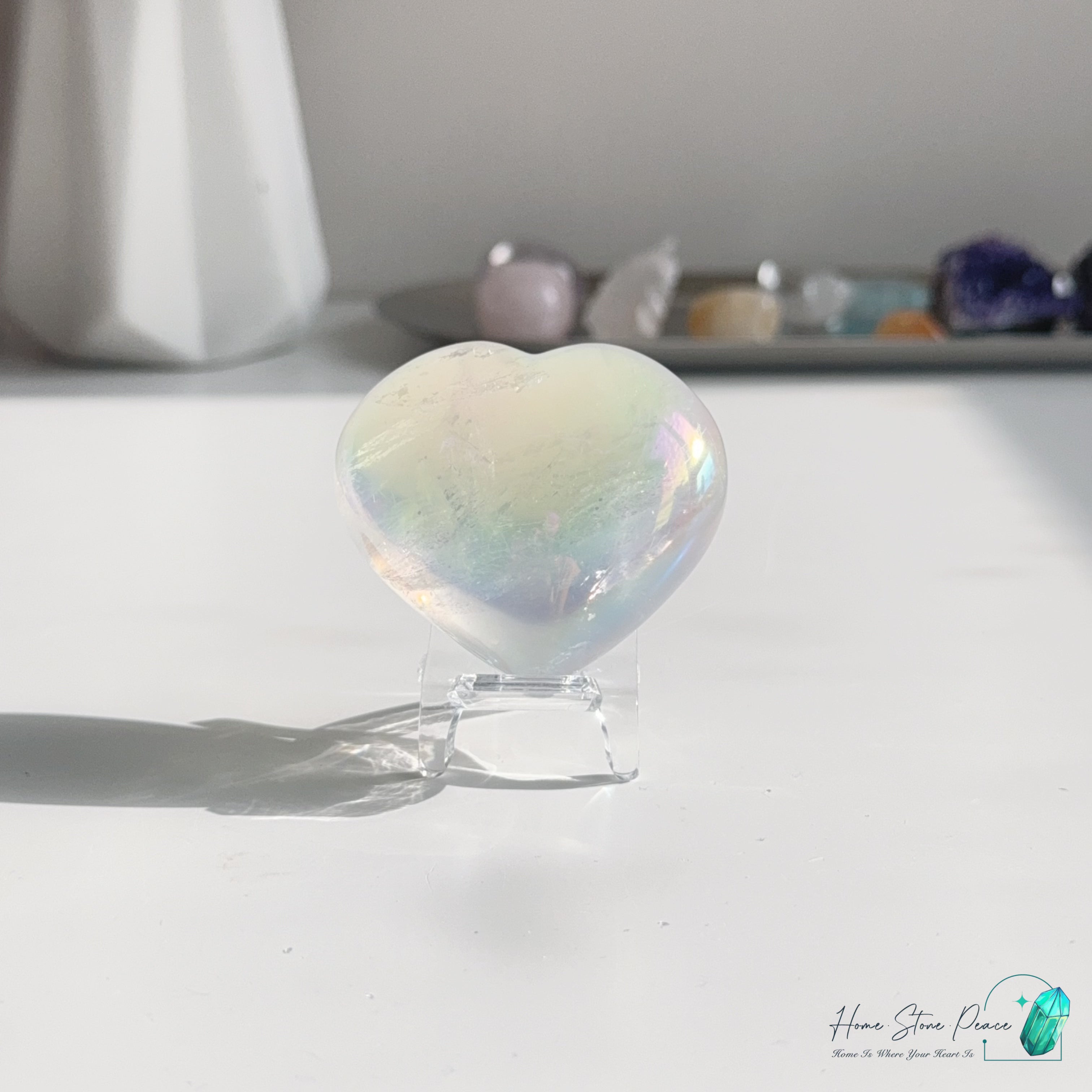 天使光鍍彩白水晶心 Aura Clear Quartz Heart