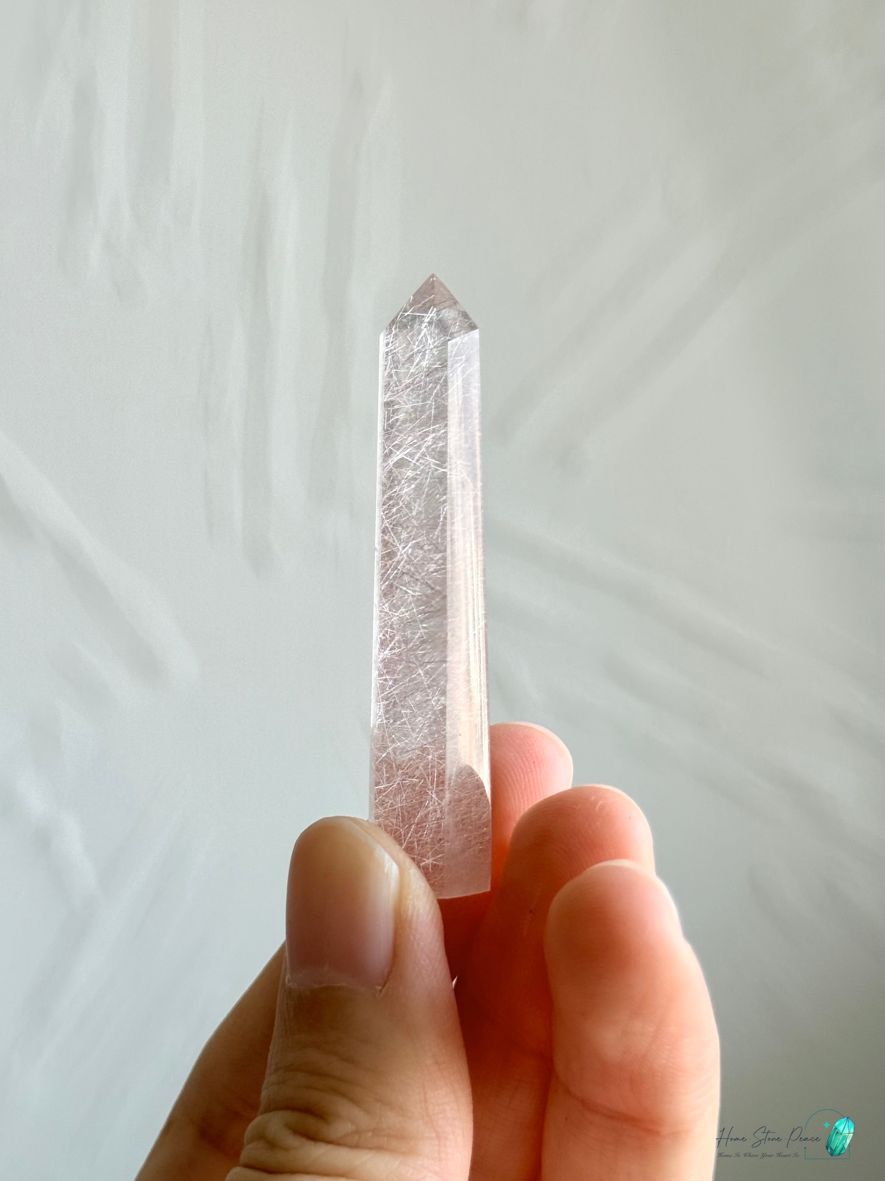 巴西粉紅髮晶小尖棒 Brazilian Pink Rutilated Point