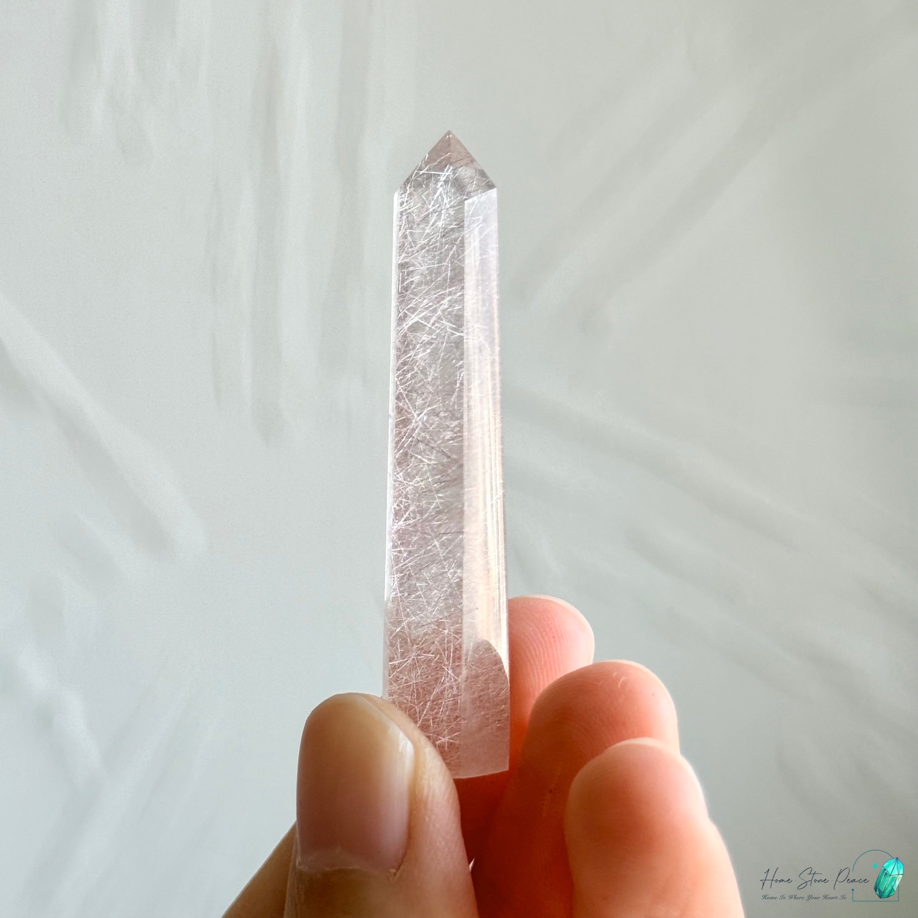 巴西粉紅髮晶小尖棒 Brazilian Pink Rutilated Point