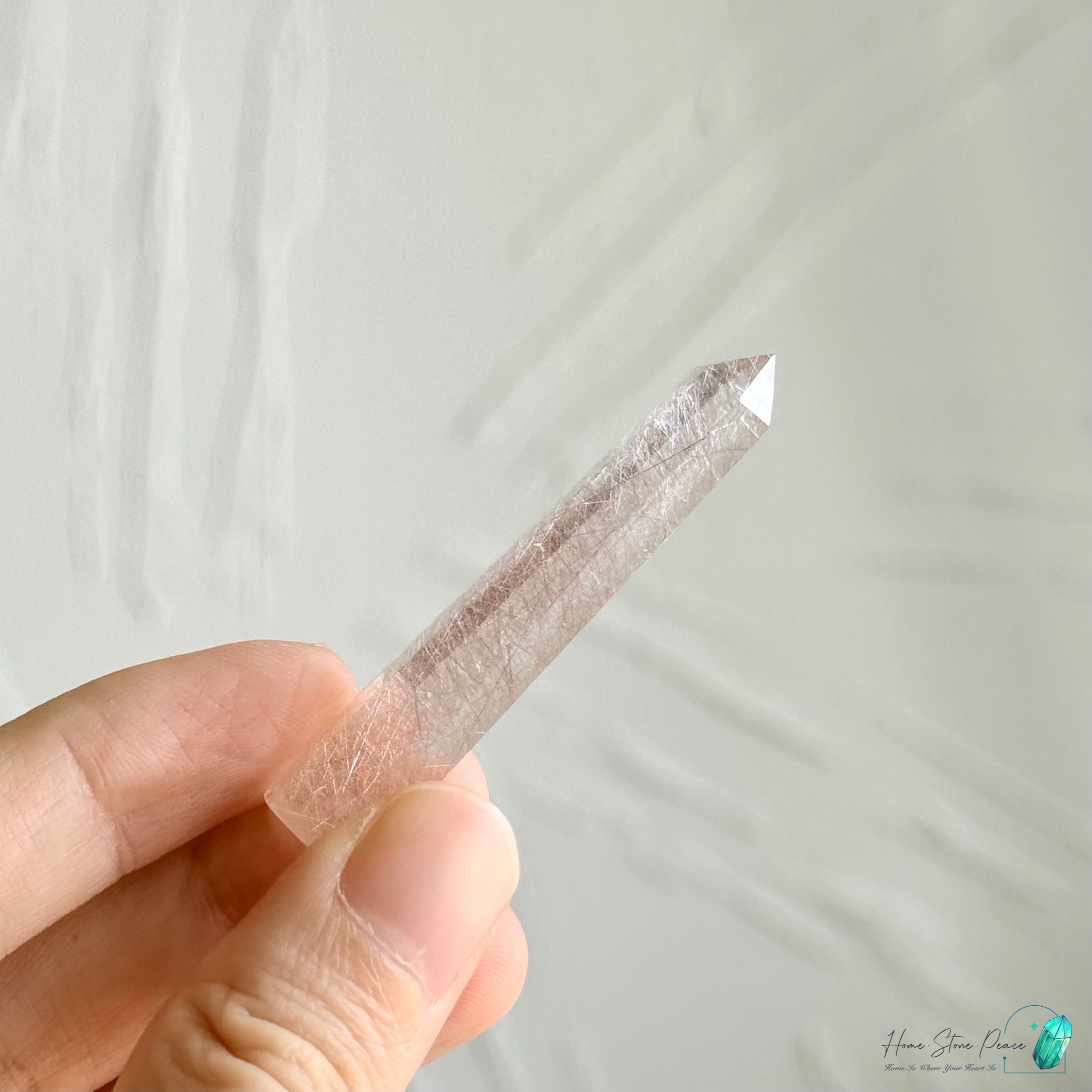 巴西粉紅髮晶小尖棒 Brazilian Pink Rutilated Point